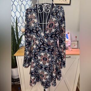Altar'd State Floral Navy Dress